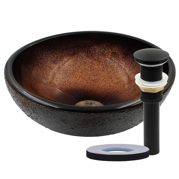 Novatto Sanguinello Mini Glass Vessel Bathroom Sink Set in Matte Black NOHP-G008-12MB - main